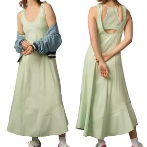 Daily Practice Anthropologie Mesh Back Midi Dress Mint Green Cotton Slub M